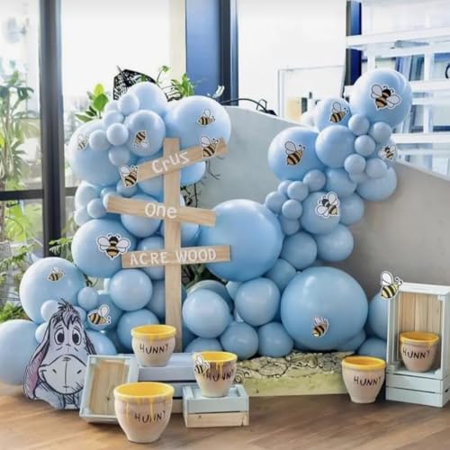 Image of Jobkoo Pastel Blue Balloons 12 Inch, 100 Pack Light Blue Latex Matte Macaron Powder Helium for Gender Reveal Baby Shower Birthday Wedding Party Decorations