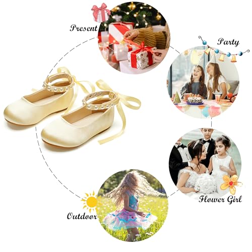 Image of Felix & Flora Girls Toddler Little Ballet Shoes - Flower Girls Mary Jane Flats Dress Shoes Party Wedding