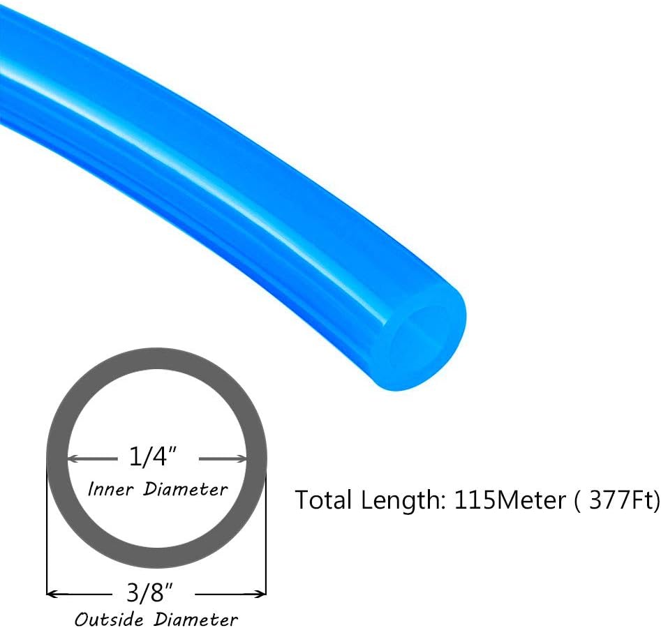Beduan Pneumatic Air Tubing Pipe 3/8" OD Blue Air Compressor PU Line Hose Tube for Water Fluid Transfer 115Meter 377ft