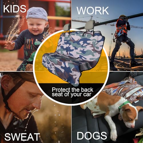 Image of Back Seat Cover for Car Trucks Van SUV Jeep,Waterproof Rear Bench Towel Seat Covers for Dogs and Kids,Automotive Backseat Protector (Camouflage)