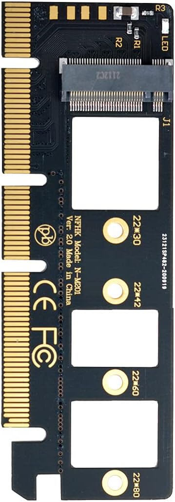 cablecc NGFF M-Key NVME M.2 SSD to PCI-E Express 3.0 16x X4 Adapter Without Bracket Black