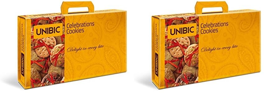 Image of Unibic Celebrations Cookies Gift Pack 700 Gram, Choco Chip, Choco Nut, Scotch Finger, Pista Badam, Honey Oatmeal, Milk Coffee, Nice and Double Chocolate Chip Cookies (Pack of 2)