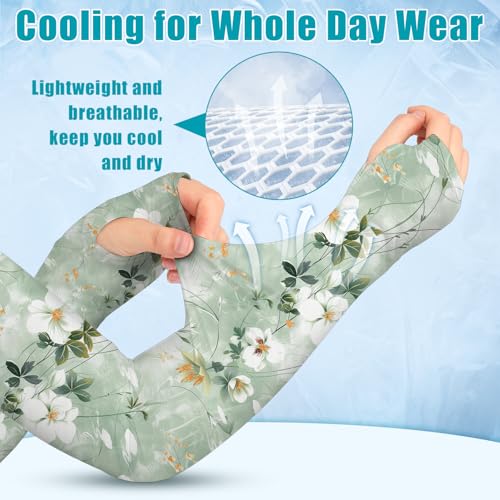 Image of Bebila Gardening Sleeves for Women Farm UV Sun Protection Anti-Scratch Cooling Sleeves with Thumb Hole Arms Cover Outdoors