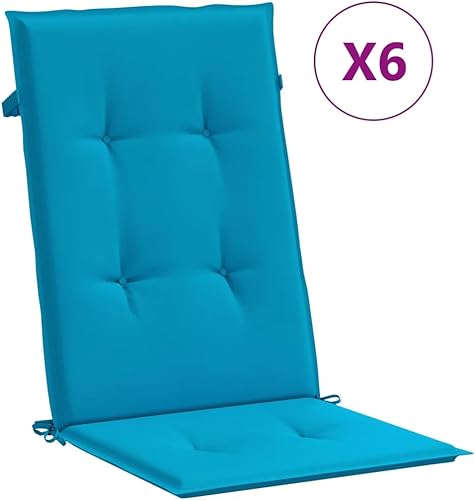 Miniatura 4 de Cojines de silla de jardín con respaldo alto, 6 unidades, color azul, 47.2 x 19.7 x 1.2 pulgadas, cojines de tela para sillas de comedor, cojines