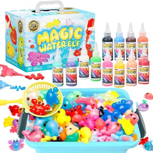 XUDUOO Magic Water Elf Kit, Aqua Fairy Water Gel Kit DIY Toys, 12 Molds & 12 Color, Arts and Crafts Toy for Kids 8-12 5 6 7 9 10 Year Old Girls Boys, Birthday Educational Gifts for Kids Age 3+