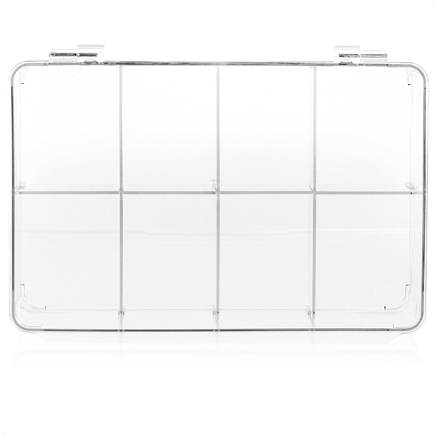 com-four® a herbate Premium z 8 przegródkami i pokrywka na zawiasach | pudelko na torebki herbaty, saszetki z kawa, skladniki do pieczenia - organizer na bizuterie