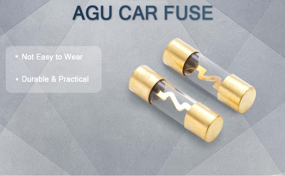 Miniatura 4 de (5 piezas) AGU 80A 0.394 * 1.496 in oro estándar fusible de vidrio 80 amperios para coche estéreo para cocheautomarino audio estéreo amplificador de