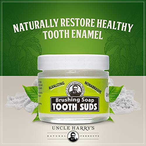Uncle Harry's Non-Abrasive Unscented Brushing Soap Tooth Suds | Natural Remineralizing Toothpaste Freshens Breath & Promotes Enamel | Vegan Fluoride Free Toothpaste (2 Oz) #TOP1