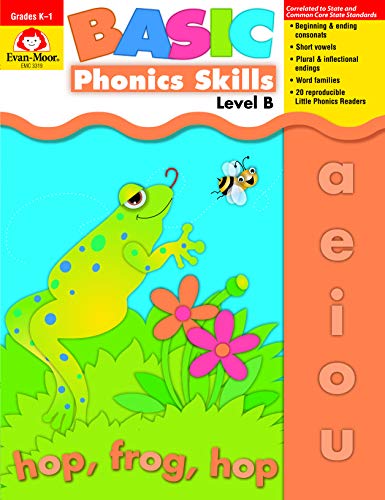 Evan-Moor Basic Phonics Skills for Grades K-1, Level B, Teacher Reproducible Pages; Teaching Resource Workbook; Reader