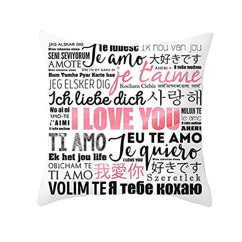 Image of Daesar Cushion Pillow Covers For Living Room, Pillowcases Pink Black 18x18 Pillow Case Outdoor 45x45CM I LOVE YOU, Polyester, 1PCS