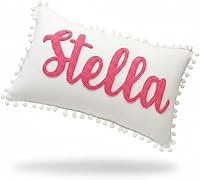 Mia's Pillow Lab Personalized Embroidered Name Pillow for Baby Toddler - Handmade Custom Monogram Nursery Decor, Multiple Sizes & Colors