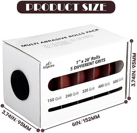 5 Grits Emery Cloth Roll, 150 240 320 400 600 Grits Abrasive Sand Paper for Metal and Wood Furniture with Dispenser - 6M Red Sandpaper Rolls