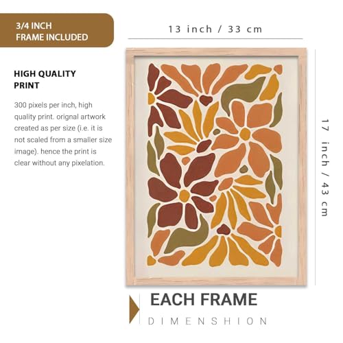 Image of kotart Boho Painting Wall Art Home Decoration Paintings With Frame For Living Room Bed Room Hotel Wall Decor Digital Reprint Set of 3 (13X17 inch)