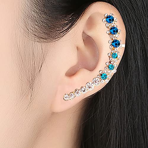 Stud Ear Rings For Women Ear Crystals Earring With Zirconia Silver Earrings Hoop Cuffs Earrings Funky (Blue-1, One Size) #TOP1