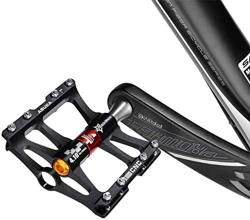 ROCKBROS Bike Pedals, 9/16 Inch Pedals Aluminum Alloy Flat Pedals Wide Platform 4 Bearings Waterproof Dust-Proof Non-Slip Black Red Blue Sliver