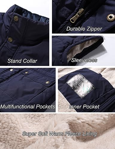 Image of Flygo Men's Winter Warm Outdoor Padded Puffer Vest Thick Fleece Lined Sleeveless Jacket