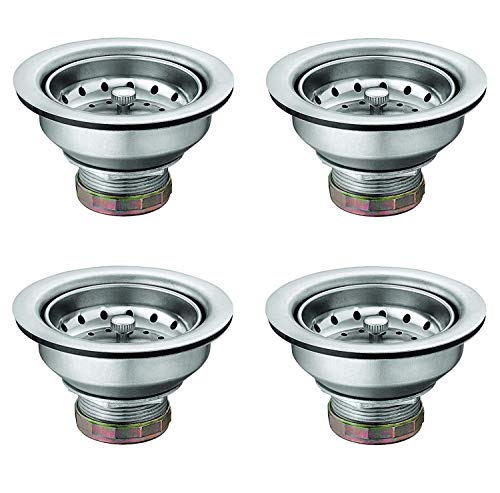 Moen 22036 3-1/2 Inch Kitchen Sink Stainless Steel Basket Strainer with Drain Assembly, Stainless (Pack of 4)