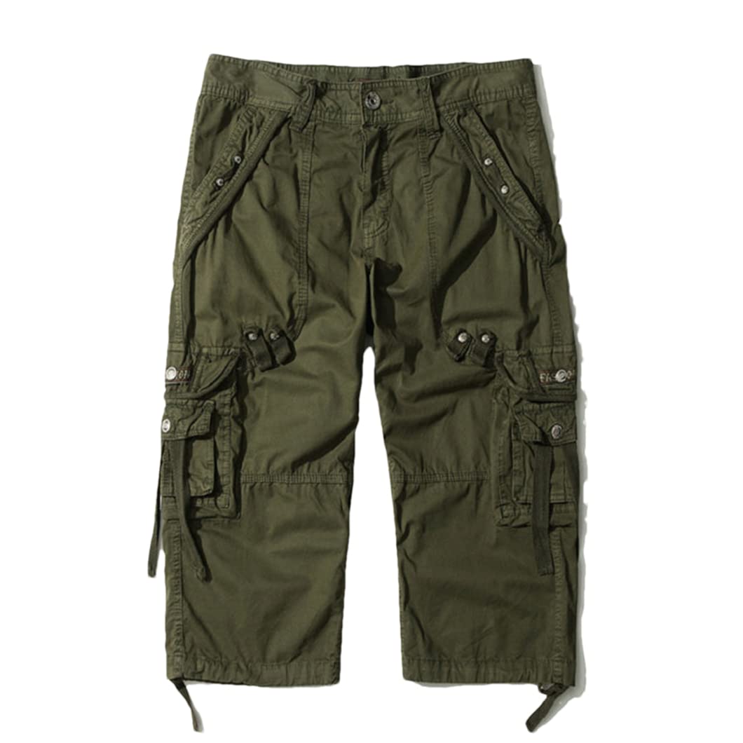 Short cargo ample homme sans ceinture bermuda large treillis militaire - 8