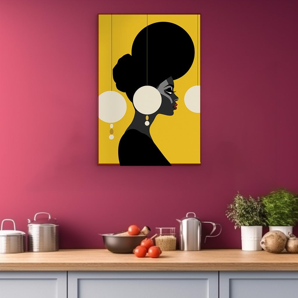 Canvas for Living room. Bold Elegance in Profile: Celebrating African Beauty and Mystique, 27 x 18 inch Canvas Wall Art - Ready to Hang