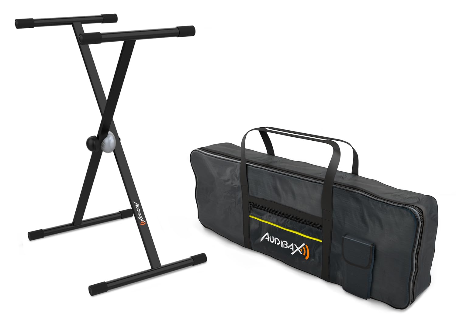Audibax Onyx Pack Single Soporte de Teclado + Funda Teclado 61 Teclas