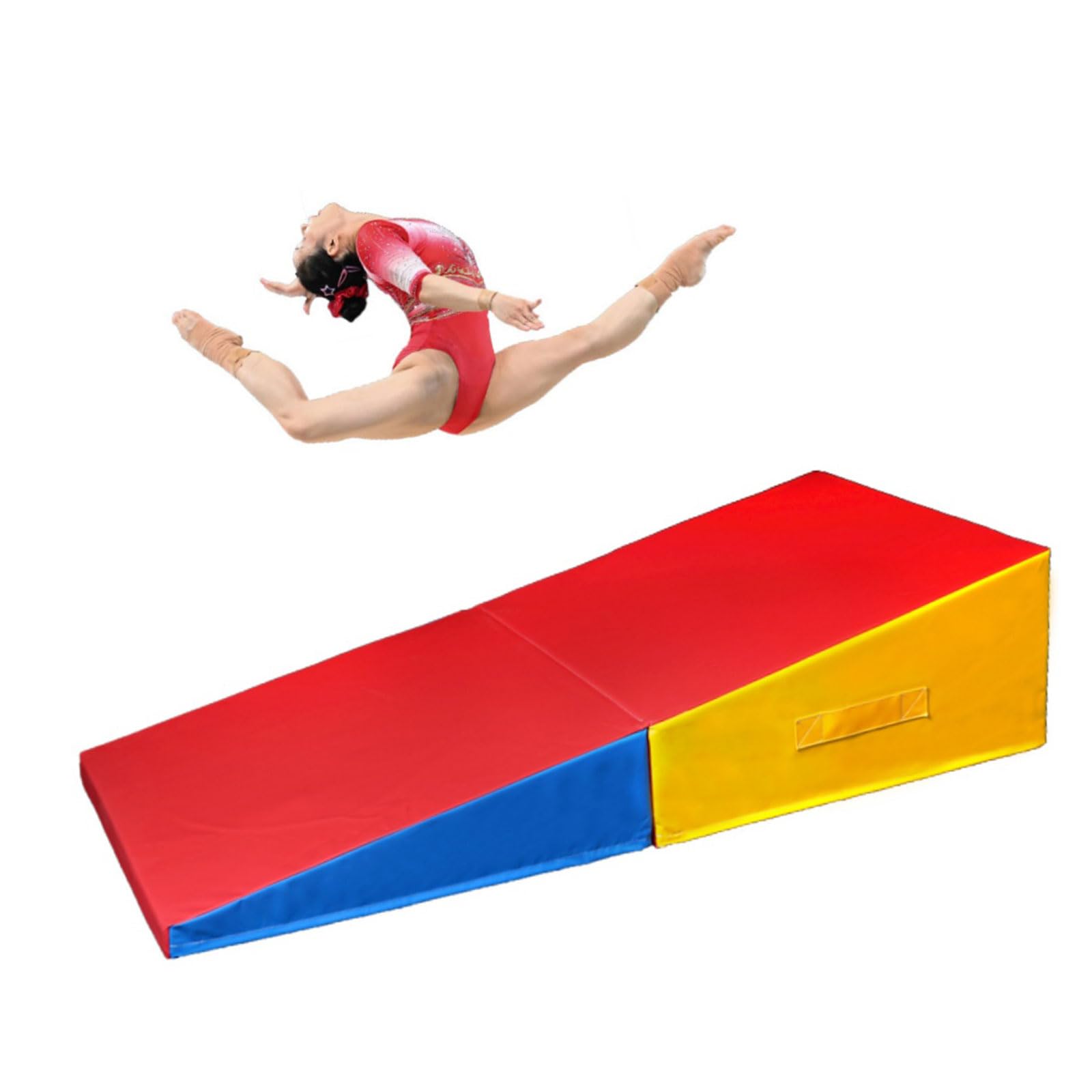 Gymnastics Inclined Mat, Cheese Wedge Skill Shape Tumbling Mats With Carrying Handle And Foldable Design For Home Fitness, Gymnastics Training, Dance Yoga Stretchin(Size:150×75×35cm（59×29.5×13.8in）)