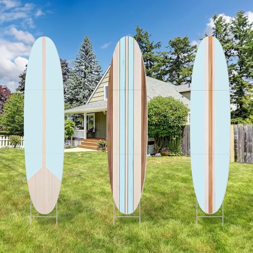 BrightRow 3 Pcs Summer Surfboard Yard Signs, Blue, 35 Inch