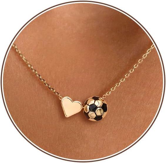 Softball/Soccer/Basketball/Volleyball/Football Necklace for Women, 14K Gold/White Gold Plated Sports Accessories Jewelry Gift 16.5+2 Inches