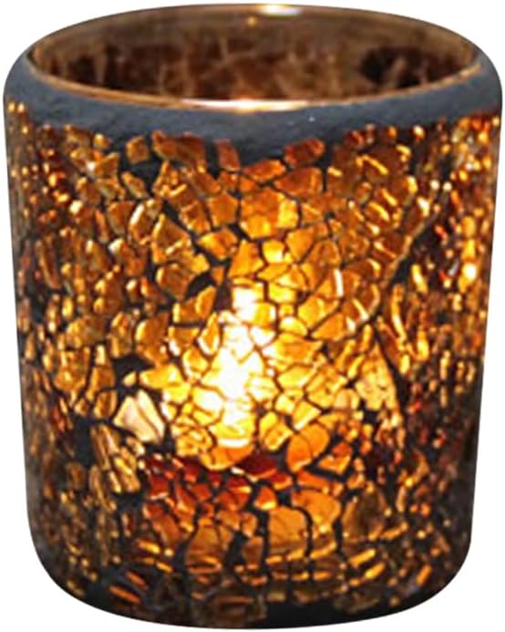 Ciieeo Vintage Style Candlestick Ornament Glass Candle Holder 2.95X2.95X3.34In Scented Candle Craft Desktop Decoration for Home Office Weddings
