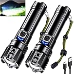AKNEAKNEAR Rechargeable LED Flashlight 990000 High Lumens, Super Bright Flashlights with Zoomable & USB C Rechargeable & 5 Light Mode & IPX-7 Waterproof, Powerful Flash Light (2, Standard Display)