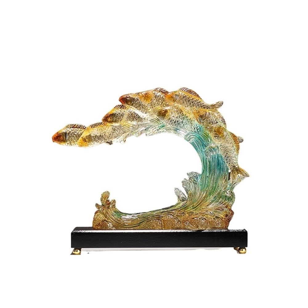 WQQYU6HKF Table Decorations Fish Shape Ornaments Office Living Room Wine Cabinet TV Home Decorations Housewarming Gifts Art Statue(Yellow)