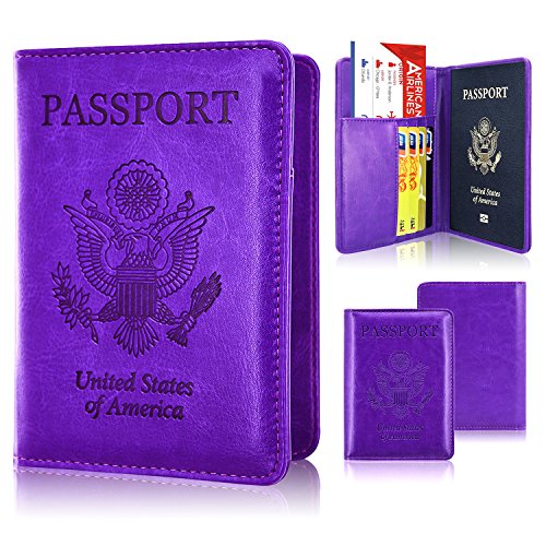 ACdream Passport Holder and Vaccine Card Holder Combo, Cover Wallet, Leather Travel Documents Organizer Protector, RFID Blocking, for Women/Men
