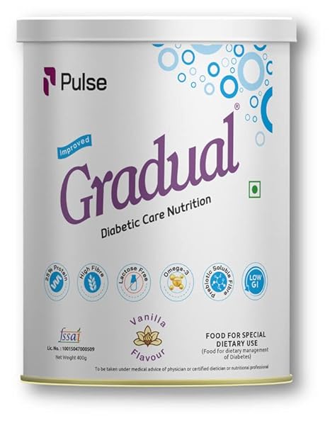 Gradual- Diabetes Care- Nutrition for Diabetes Management with Low Carbohydrates & High Fibre- Vanilla Flavour- 400 gm