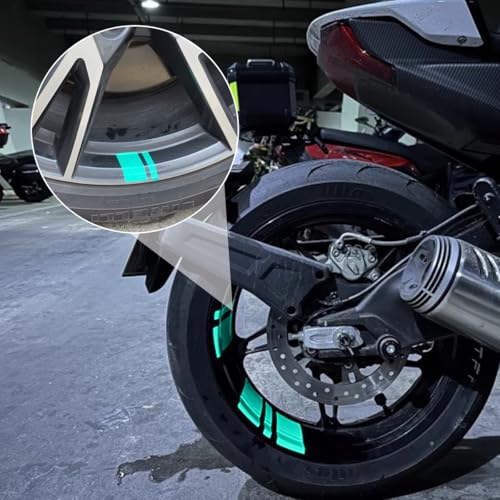 Image of Mandark 12PCS Car Wheel Rims Decal Stripes, Reflective Vehicle Tire Rim Stickers for 18-21 Inch Wheels, Safety Auto Exterior Hash Stripe Sticker Decoration, Universal for SUV, Truck, RV (Green)