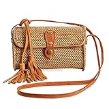 ✔ Premium-Qualität – nie synthetisch | aus echtem Naturrasen und echtem Leder | Designer-Qualität Rattan Handtaschen zu einem günstigen Preis