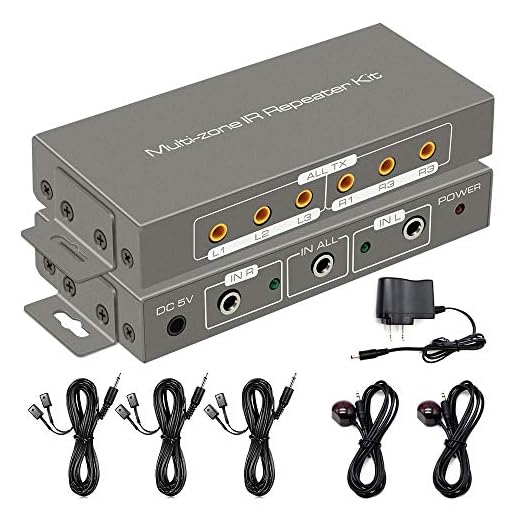 Infrared Remote Control Extender Multi-Zone IR Repeater Kit 2 in 6 Out Support Split Into Two 1 in 3 Out Support 20KHz-60KHz