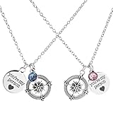 Jovivi 2 Pcs You are My Person Compass Round Crystal Charm Pendant Necklace Lover Couples Jewelry Set