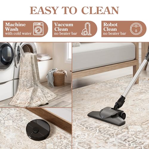 Tapete decorativo 8x10 beige estilo boho lavable miniatura 6