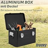 Trucky Aluminium Box mit Deckel Schwarz Alu Kiste Box Alukiste 30 Liter Transportbox Metallbox Alu Aufbewahrungsbox Boxen Abschliessbar Metallkiste