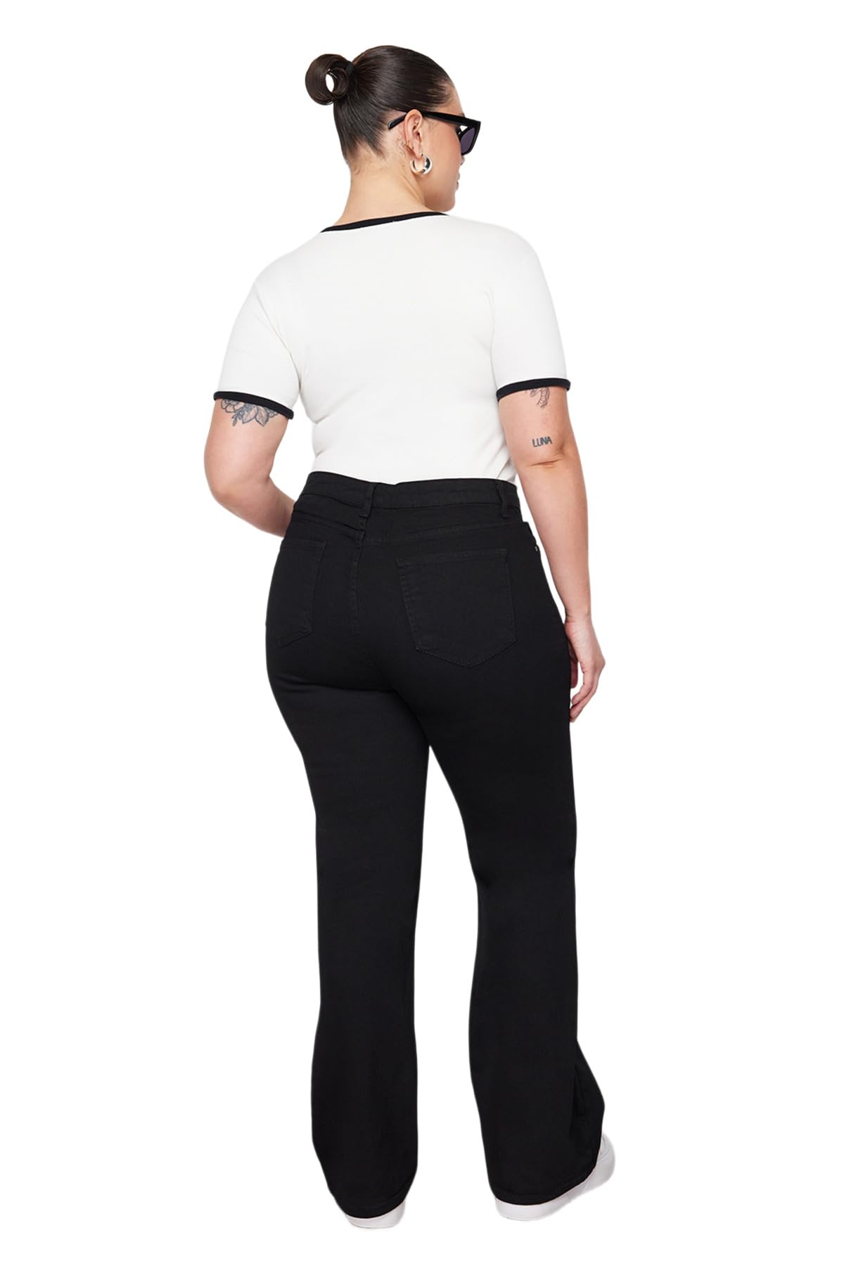 Trendyol Women Plus Size High Waist Flare Leg Plus Size Jeans
