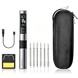 Saldatore Cordless Intelligente, Kit Saldatore Elettrico Con Display Digitale Hs-02A 100-450 °C Temperatura Regolabile Con 6 Punte di Saldatura, per Saldatura E Riparazione Domestica