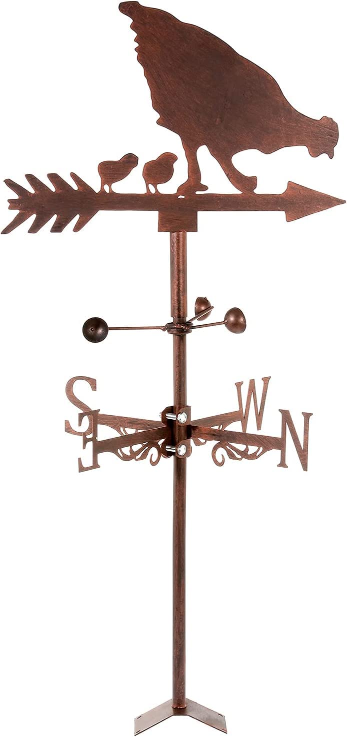 Ozdoba wiatrowskazu, wiatrowskaz Metalowy kogucik Weathervane Retro Mini z wiatromierzem do wskaźnika kierunku wiatru i pomiaru Dekoracja ogrodu z kutego żelaza na dachu (kolor: H
