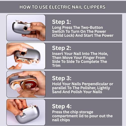 Image of Electric Nail Clipper and Trimmer, 2-in-1 Design with LED Light, 3 Speed Settings, USB Rechargeable ,Light 3 Speeds File Nail Clip Storage Rechargeable Safety Trimmer for Baby Kids Adults Seniors,gift(1)