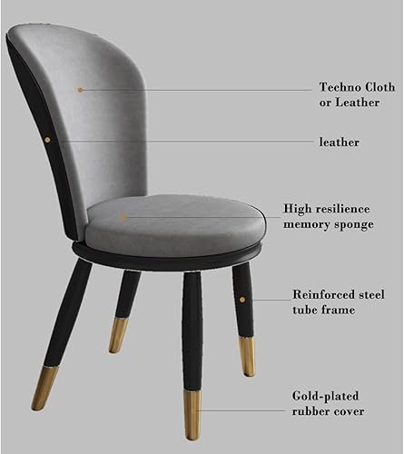 Miniatura 5 de LEIYTFE Silla moderna de respaldo alto, silla de comedor de piel sintética, taburete para el hogar, silla moderna tapizada con patas de metal,