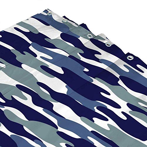 Rideau de douche lavable en machine polyester bleu militaire 168x183 cm - 4