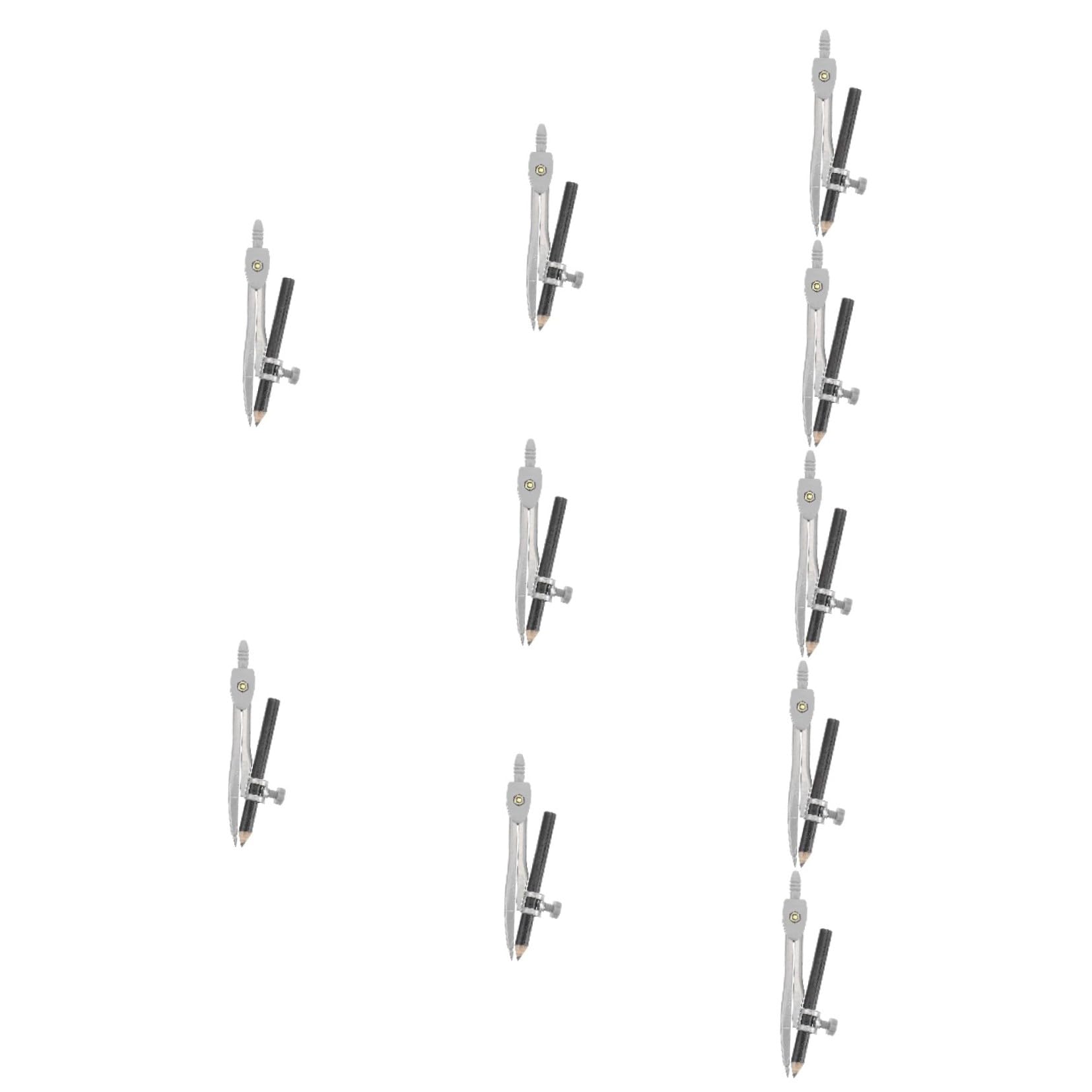 STOBOK 10 Pezzi Di Compasso in Metallo Con Supporto Per Matita Strumenti Da Disegno Per Disegno Compasso Matematico Per Studenti Ufficio