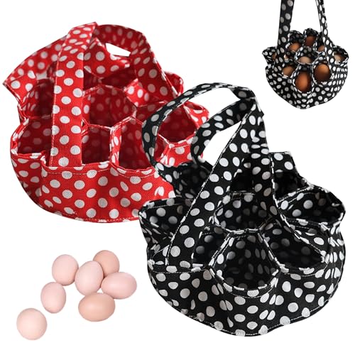 WSNDM 2PCS Bolso De Lienzo De Colección De Huevos, Soporte Para Huevos De Gallina De Granja Con 9 Bolsas, Mini Cestas De Recolección De Huevos, Cesta De Recolección Para Recoger Frescos