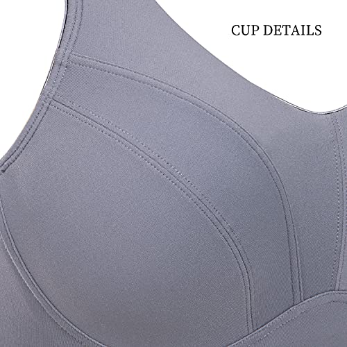 Zerobound Women's Sports Bras High Impact Full Coverage Underwire Workout Bra Back Adjustable Straps Plus Size Bra Gray #TOP5