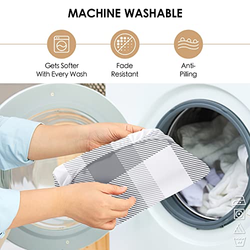 Yiyea King Fitted Sheet Only - Plaid - 100% Brushed Microfiber 1800 Thread Egyptian Quality Fitted Sheet King Size - Ultra Soft - 16" Deep Pocket - Shrinkage & Fade Resistant (King) #TOP4