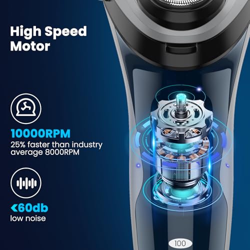 SweetLF Electric Razor for Men with Pop-Up Trimmer, 100% Waterproof Electric Shaver, Rechargeable Cordless Shavers for Men, Type-C, 120Mins Runtime, Plug & Play, Blue by SweetLF - Image 2
