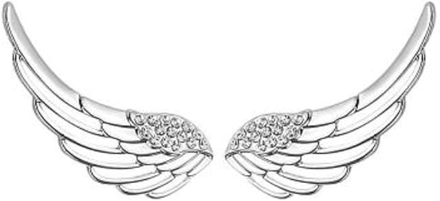 Angel Wings CZ Ear Climber Earrings S295 Sterling Silver Cuff Crawler Hook Studs for Women Girls